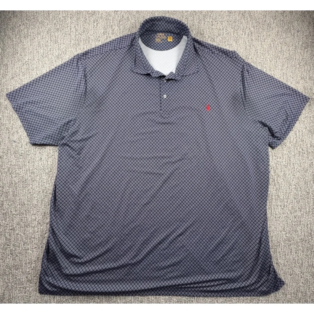 Polo Ralph Lauren Polo Mens 5XLT Navy Geometric Performance Short Sleeve Shirt